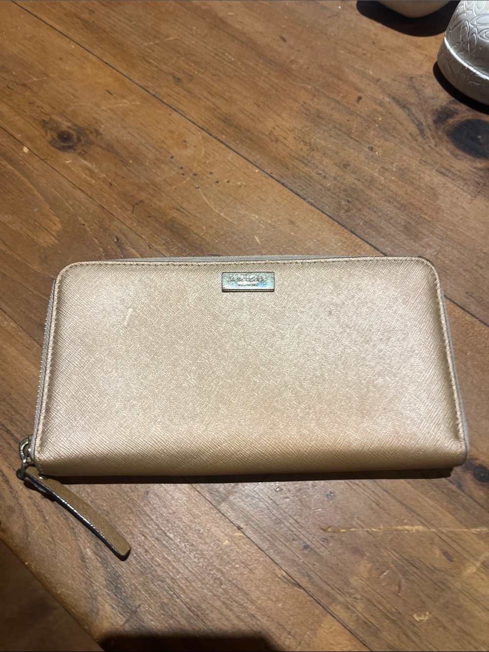 Metallic Gold Zip-Around Women's Wallet